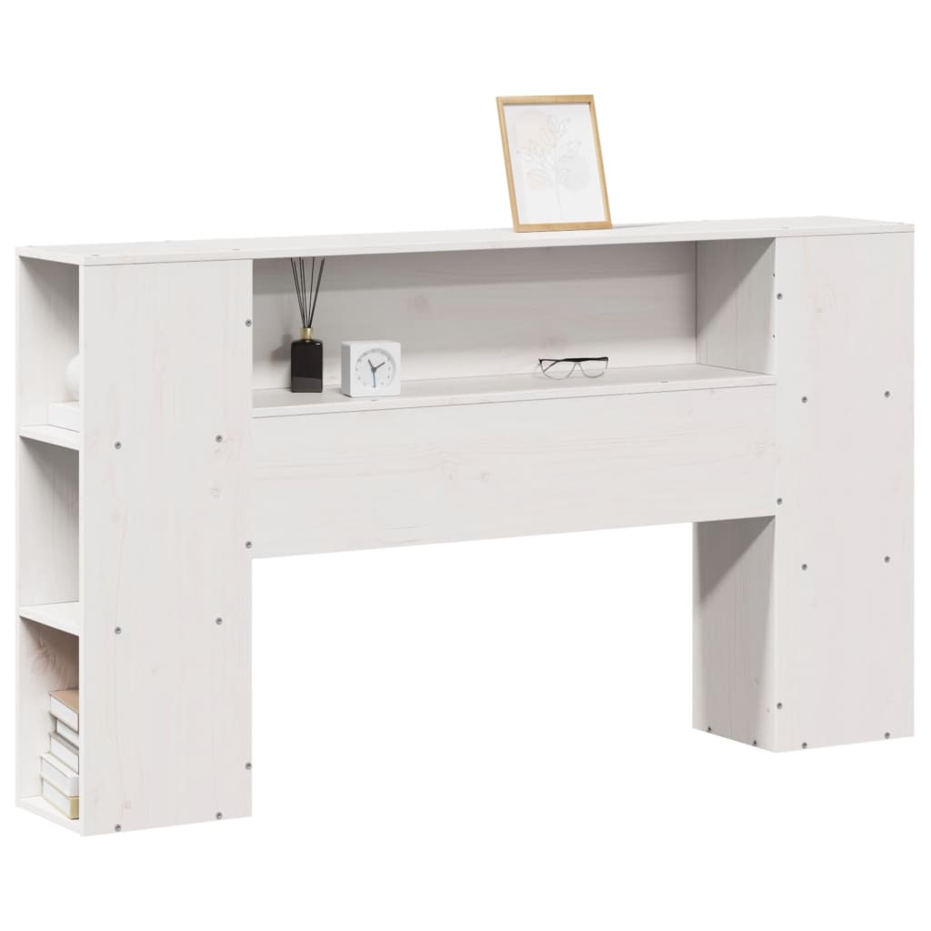 Vidaxl Wezgłowie Do Łóżka, Z Półkami, Białe, 160 Cm, Drewno Sosnowe