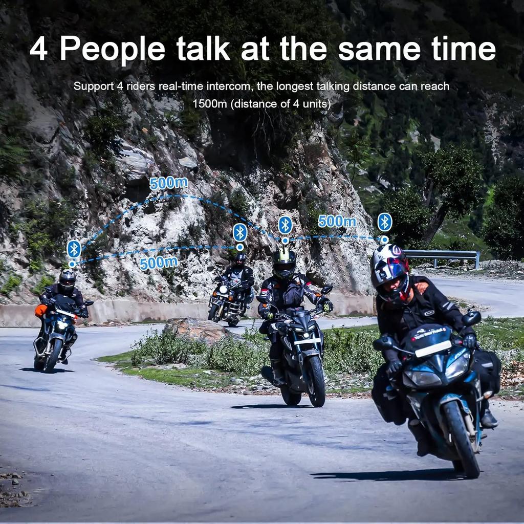 Motorcycle Helmet Bluetooth Intercom V4 Plus Football Referee Bluetooth Intercom Earphones with CVC Noise Reduction and FM Radio