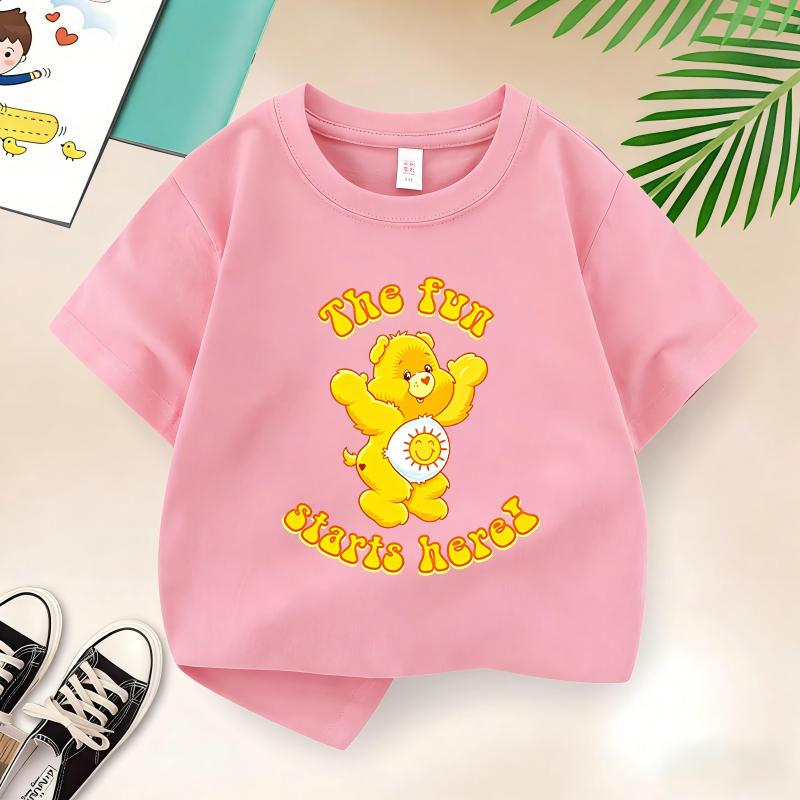 Bears Childrens Clothing Summer Pure Cotton Tshirts for Boys and Girls Fun Cartoon Style Versatile Shortsleeved Tops