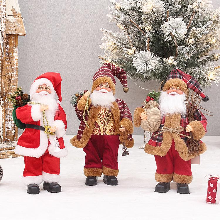 Cross-border Special 30cm Standing Santa Claus Christmas Decorations Pink Red Christmas Doll Customization