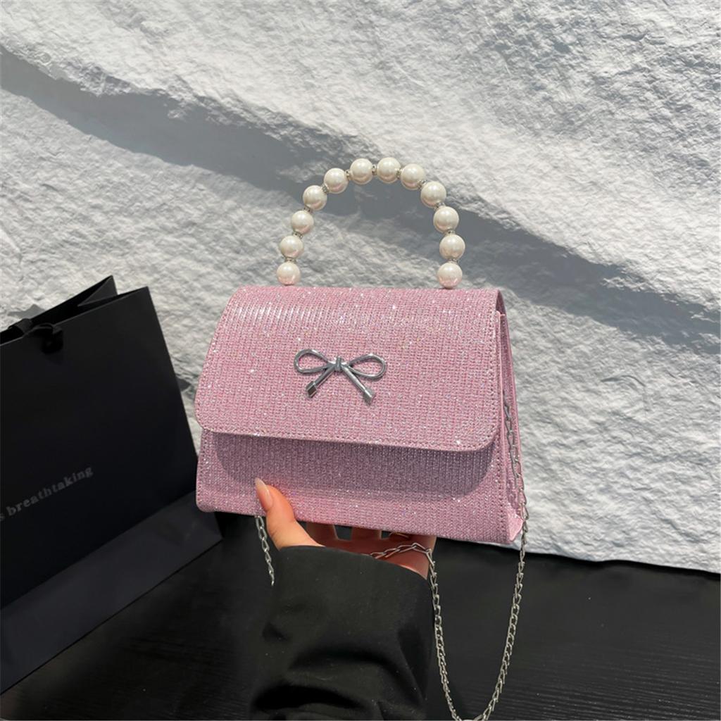 Pink Tote Bowknot Bags Women Single Shoulder Crossbody Bags Niche Fashion Cute Small Square Bag