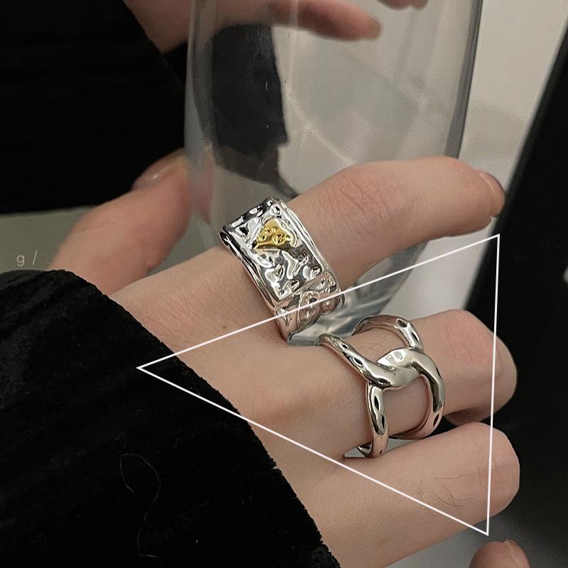 Sterling Silver Trend Arched Wide Ring For Female Geometry Punk Design Jewelry Asymmetric Gift Dropshipping