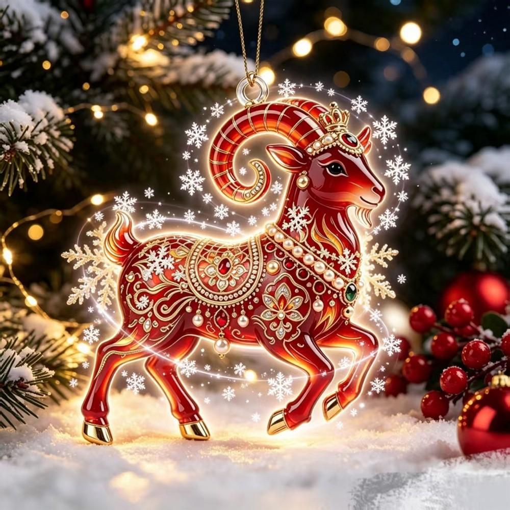 Shining Goat Hanging Ornament Set Acrylic Animal Hanging Decoration  Holiday Party Decor