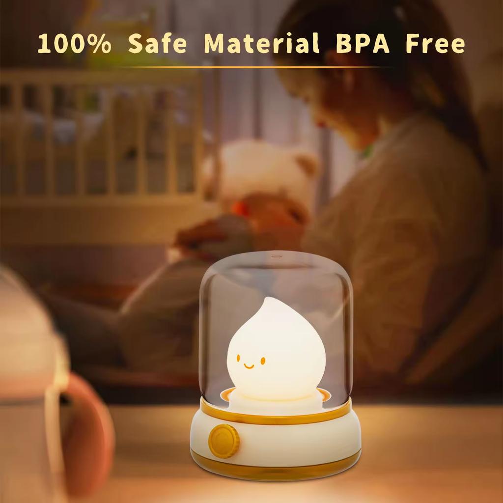 USB Rechargeable Retro Silicone LED Night Light Modern Timer Warm White Color Changeable Baby Sensor Bedroom Lamp Kerosene Room