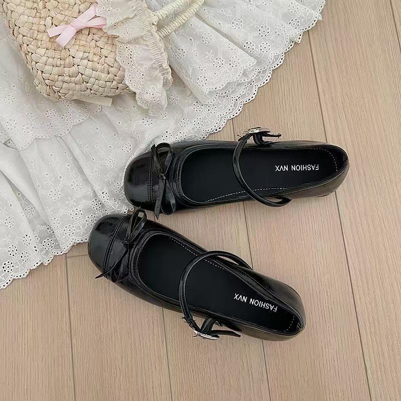 

Дизайнерская весенняя женская обувь Мэри Джейн, модные туфли-балетки с квадратным носком и мягкой удобной подошвой, женские комфортные балетки 2025 35 чёрный