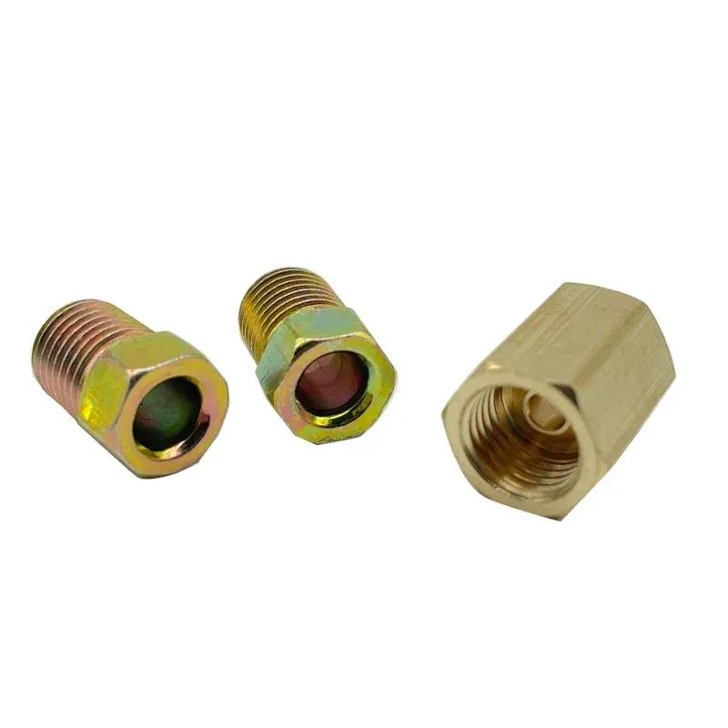 4/8/20 Sets Brake Line Connector 3/8-24 Threaded Brake Line Fittings & Brass Unions Nuts Adapter For 3/16" Brake Tube Pipe