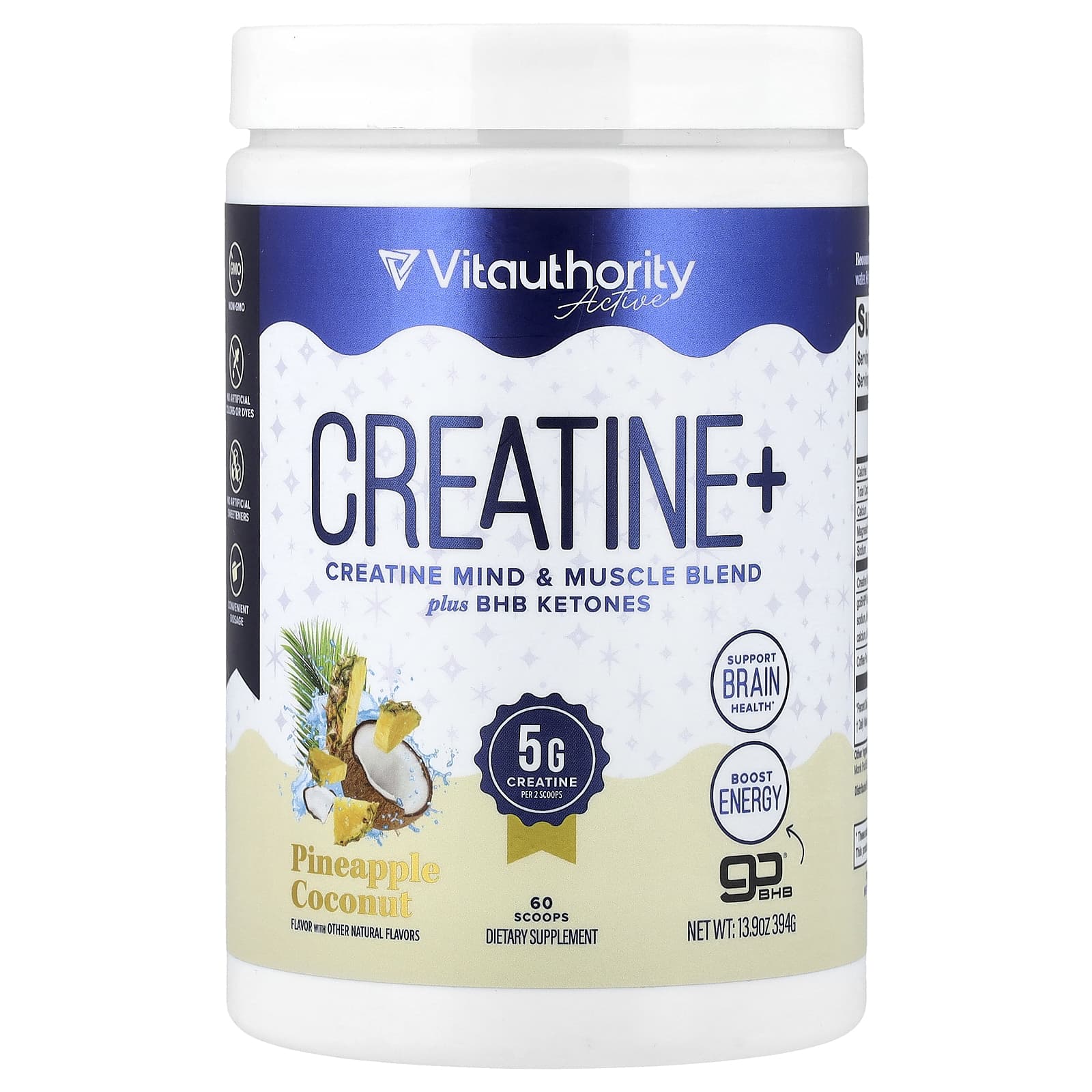 

Vitauthority, Active, Creatine+, Pineapple Coconut, 394g (13.9oz)