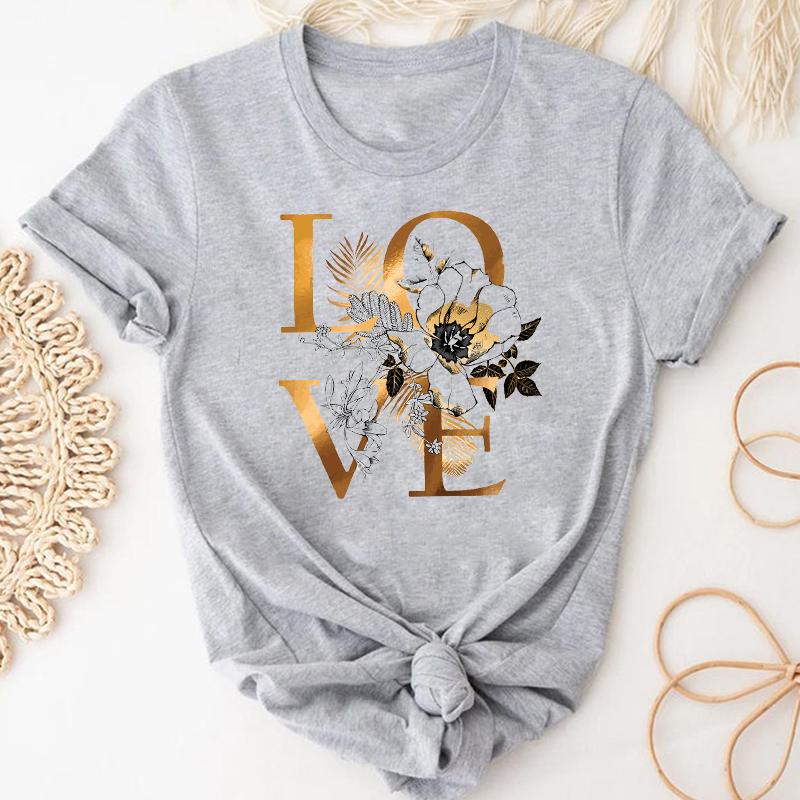(Asiatische Größe) T-Shirt Top Kleidung Casual Love Heart Valentine Kurzarm Mode T-Shirt 90er Jahre Damen Print Sommer Lady Female Grafik T-Shirt