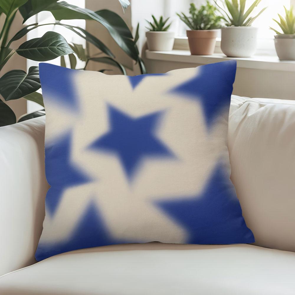 Blurred Blue Stars square Jacquard Pillow Cover for Sofa Office Waist Cushion Cover Home Decorative Pillowcase