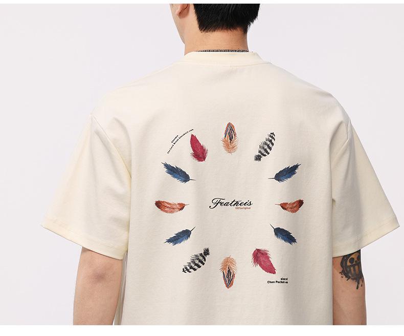 Men's American Retro Short-Sleeve Printed Casual T-Shirt - Summer Style, Comfortable Heavyweight Tee