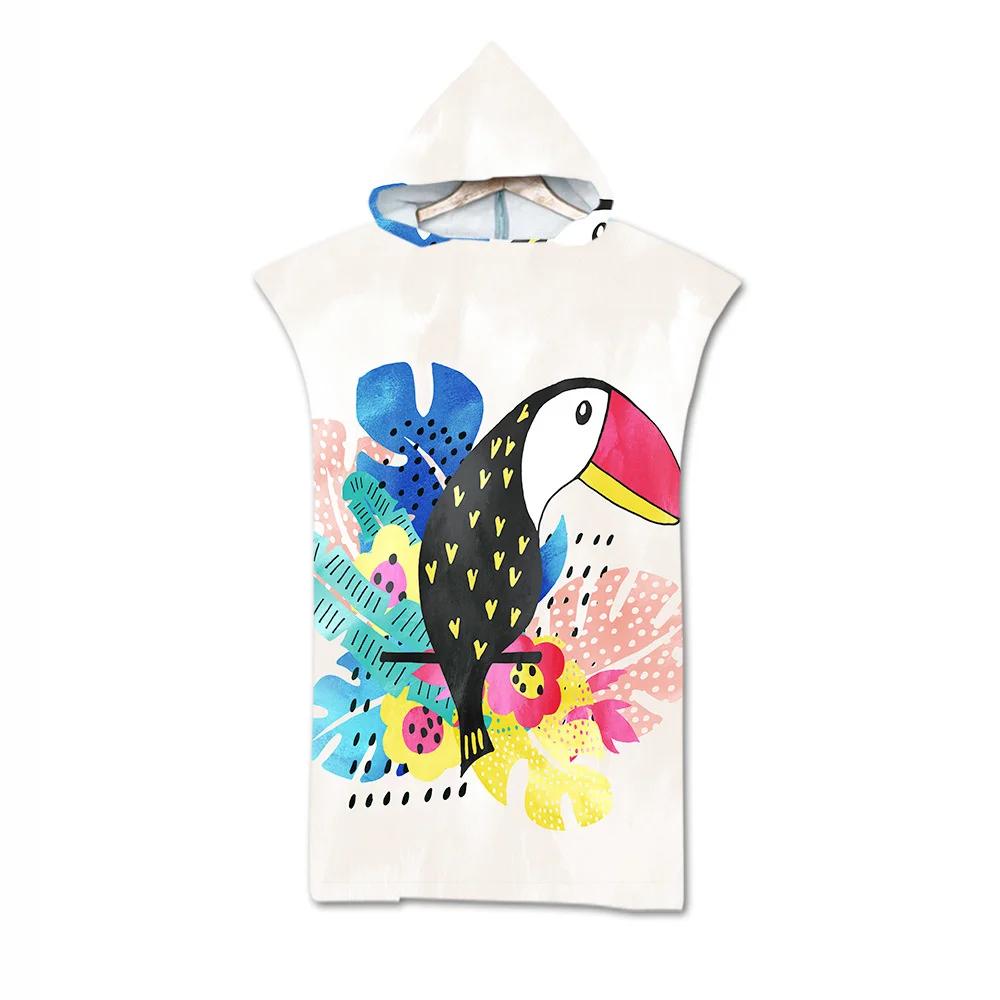 Toalla de Playa de Moda de Verano Microfibra Secado Rápido Capa Grande con Capucha Poncho de Animales de Dibujos Animados para Adultos Bata de Baño para Nadar Surf Toalla de Baño