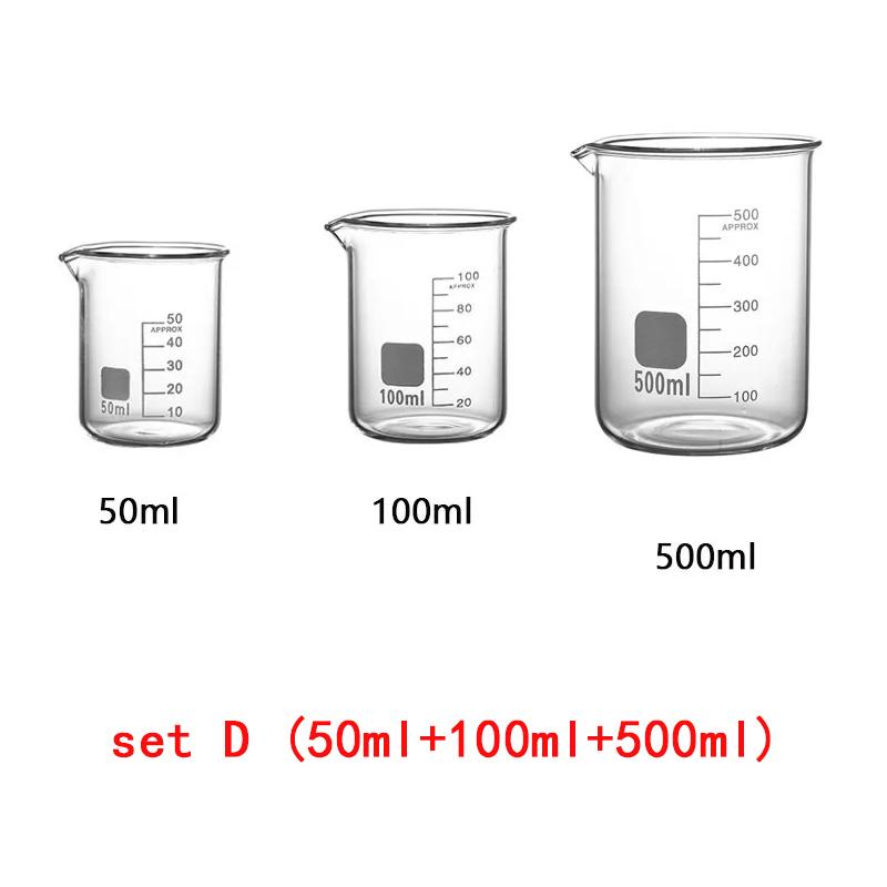 3pcs Glass Measuring Cup Set Clear Scale Cup Heat-resistant Beaker Kitchen Baking Measuring Cup Set Laboratory Container Jugs
