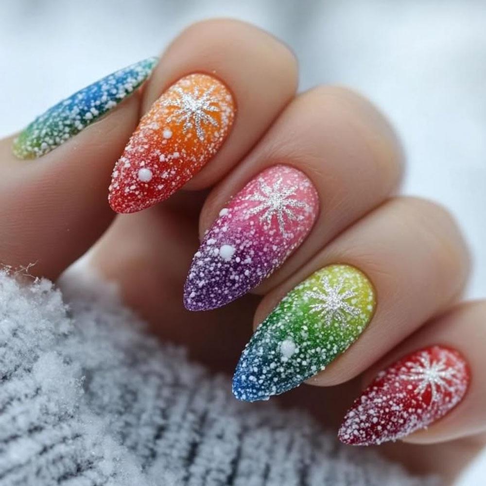 Multi-color Gradient Snowflake Nail Art Stickers - Festive Wearable Tips
