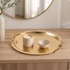 Oval Copper Tray Golden with Leaf Details Vintage for Dresser, Entryway