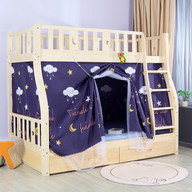 Cortina Integrada para Cama em Beliche Trapezoidal: Rede Mosquiteira e Anti-Poeira para Camas de Dormitório de Mãe e Filho