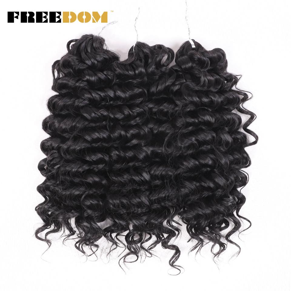 FREEDOM Synthetisches Deep Wavy Twist Häkelhaar Afro Lockiges Haar Häkelzöpfe Ombre Braun 12 Zoll Flecht Haarverlängerung