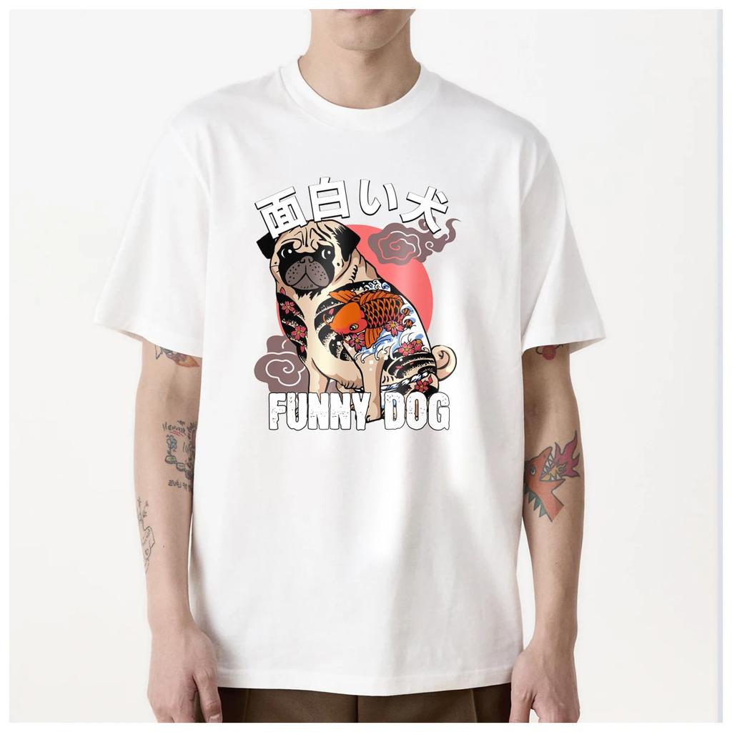 Japanese Style funny dog Anime Graphic t shirt mens Women Trendy Fashion 100% Cotton summer casual Streetwear Unisex couple Y2k