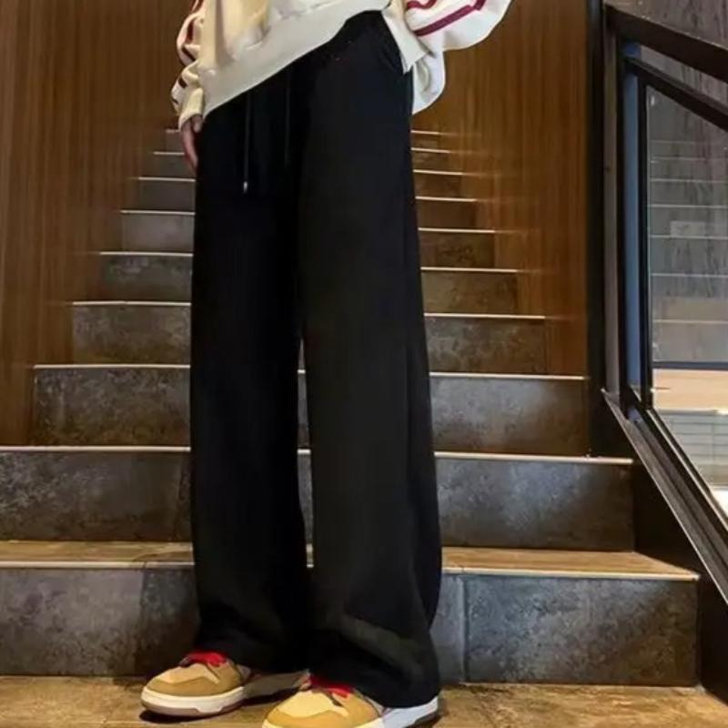 Winter Corduroy Thickened Pants Men's Loose-Fit American Style Straight-Leg Sweatpants Lamb Fleece Cold-proof Heavy Trousers