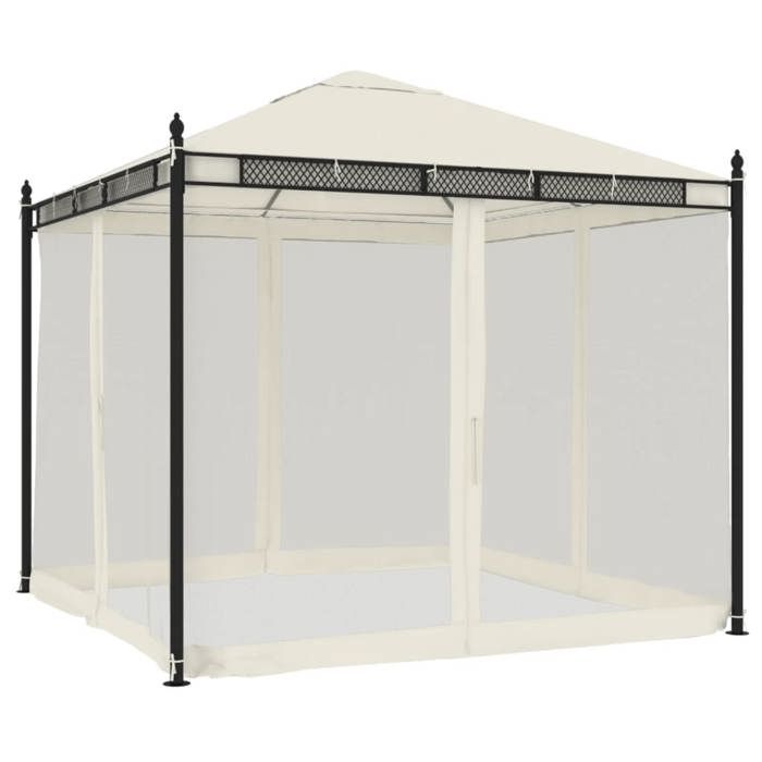 VidaXL Gazebo with Cream Mesh Walls 2.93x2.93 M Steel, Garden Gazebo, Patio Gazebo, Pavilion, Gazebo 368434