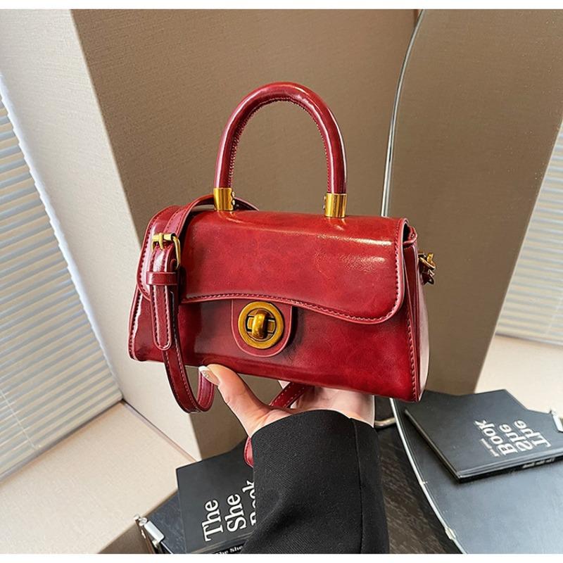 Fashion handbag women's winter new solid color simple design messenger bag texture retro shoulder bag