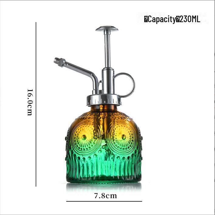 Retro Sunflower Glass Watering Can & Sprayer for Garden