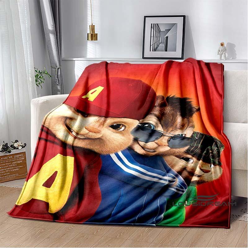 La manta de franela de la caricatura Alvin y las Ardillas es suave y cálida, adecuada para dormitorios, salas de estar, mesitas de noche, viajes