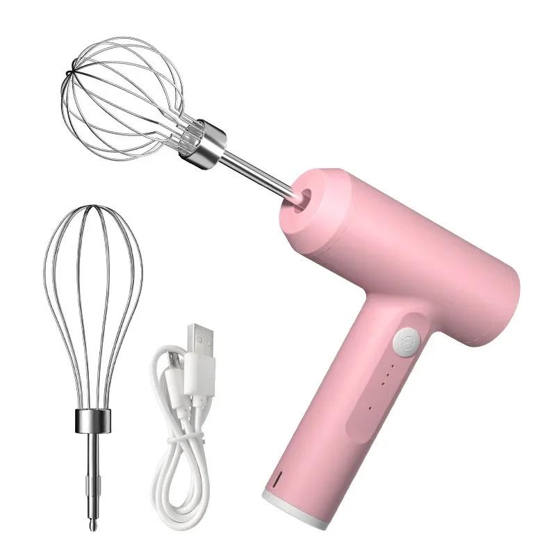Electric Egg Beater Food Whisk Handheld Rechargeable 3 Speeds Egg Beater Baking Dough Cake Cream Mixer Kitchen Cooking Tools
