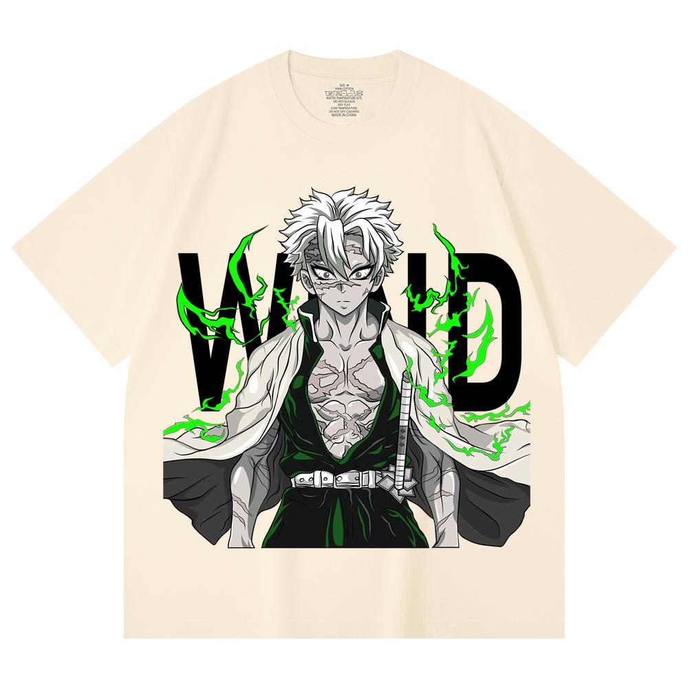 230 Gsm 100% Cotton Demon Slayer V115 Sanemi Print Unisex Heavy Cotton T Shirt