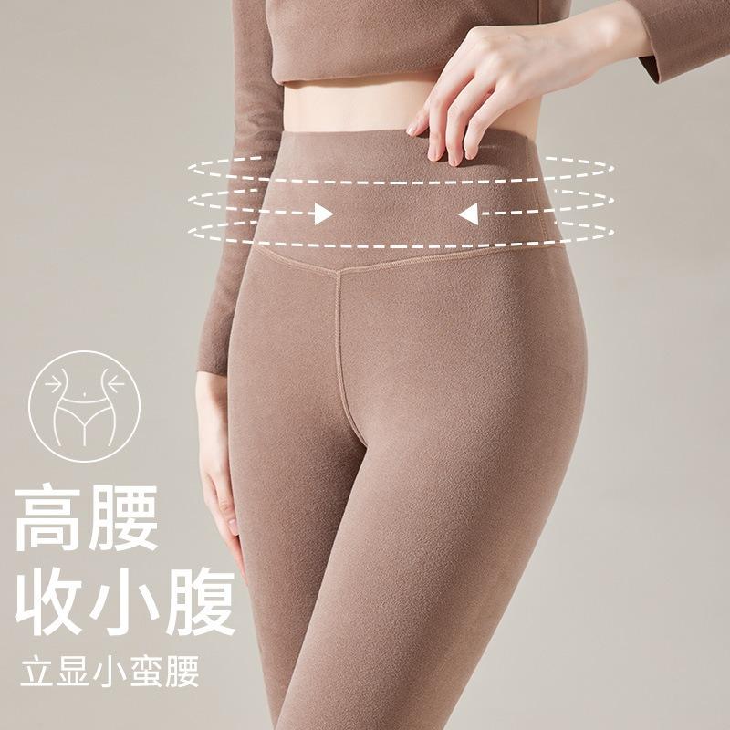 German Velvet Leggings for Women's Autumn and Winter New Large Size Velvet Thickened Heating Without a Trace, Wearing Warm Integrated Pants
