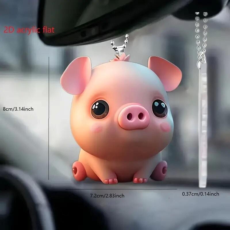 Pig Acrylic Endearing Car Accessory Keychain Ideal For Interior Decoration And Gifts