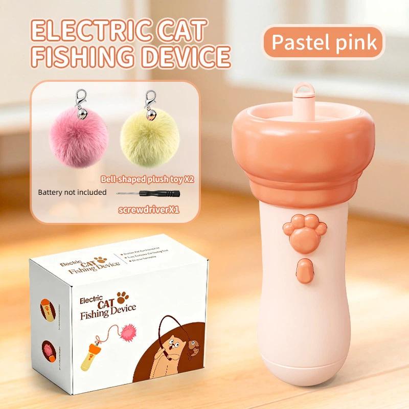 Electric Cat Teaser Boredom Relief Toy Retractable Rope Launcher for Indoor Cats Kitten Funny Play A1