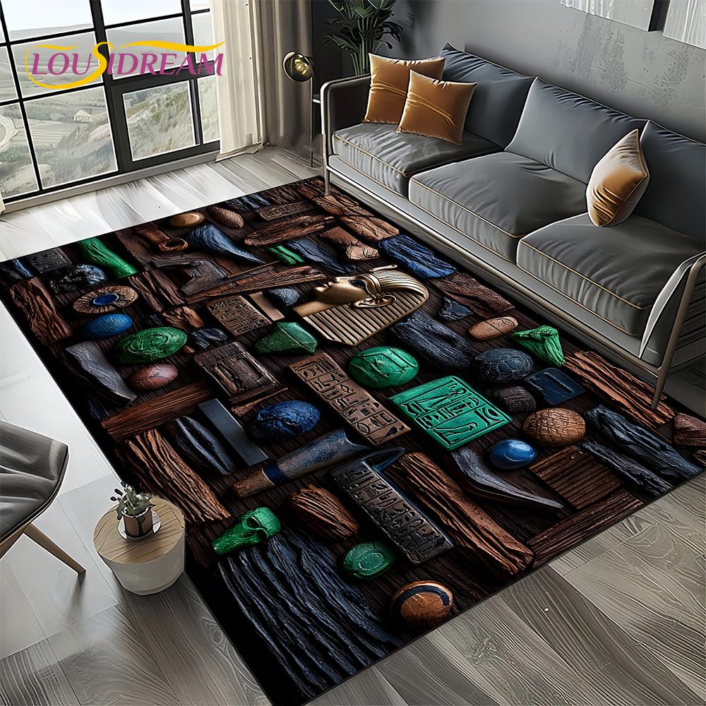2025 Ancient Egypt Death Anubis Pharaoh Horus Mythology Carpet Rug for Living Room Bedroom Home Sofa,Area Rug Non-slip Floor Mat