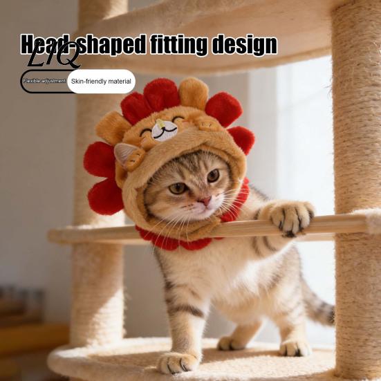 Pet Social Media Content Prop Cute Hedgehog Cat Hat, Plush Cozy Adjustable Fit, Soft Headwear Funny Hat for Cats, Puppies, Small Dogs Fashion