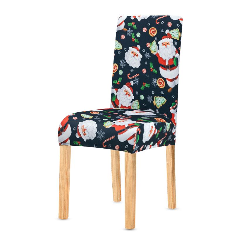 1pc Christmas Chair Covers Dining Room Xmas Removable Kitchen Chair Slipcovers Seat Protector for Party Christmas Decorations
