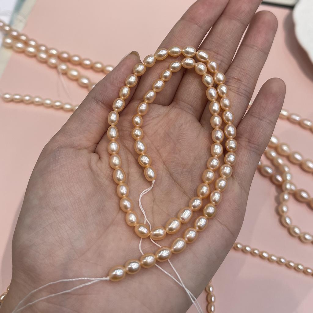1 String AAA Grade Pink Freshwater Rice Pearl Beads 3-9mm, 36cm Strand, Premium Natural Pearl Beading Supplies, Loose Beads for DIY Handmade Jewelry