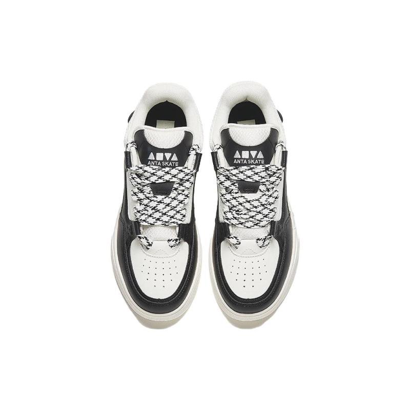 Anta AOJIE Anti-Slip Wear-Resistant Low-Top Skateboard Shoes Men's White Black Sneakers 912348040-1