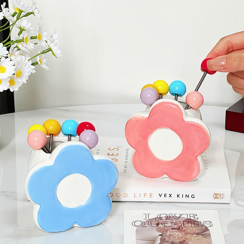 Reusable Dessert Forks Flower Shaped Colorful Fruit Fork Set Table Ornaments