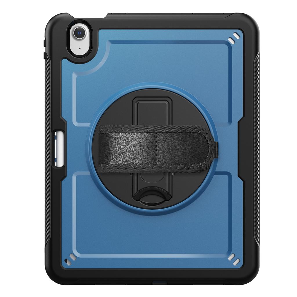 For iPad Air 11 (2025) M3 A3266/(2024) M2 A2902 Case Rotating Kickstand PC+TPE Shockproof Tablet Cover with Hand Strap