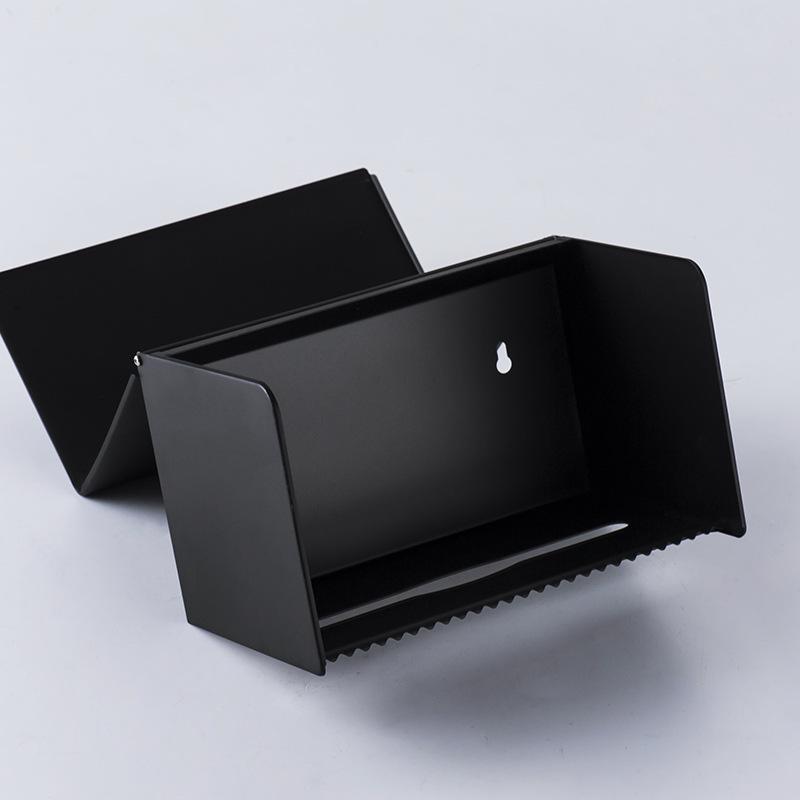 Stainless Steel Black Square Wall-Mounted Waterproof Tissue Box and Napkin Dispenser.