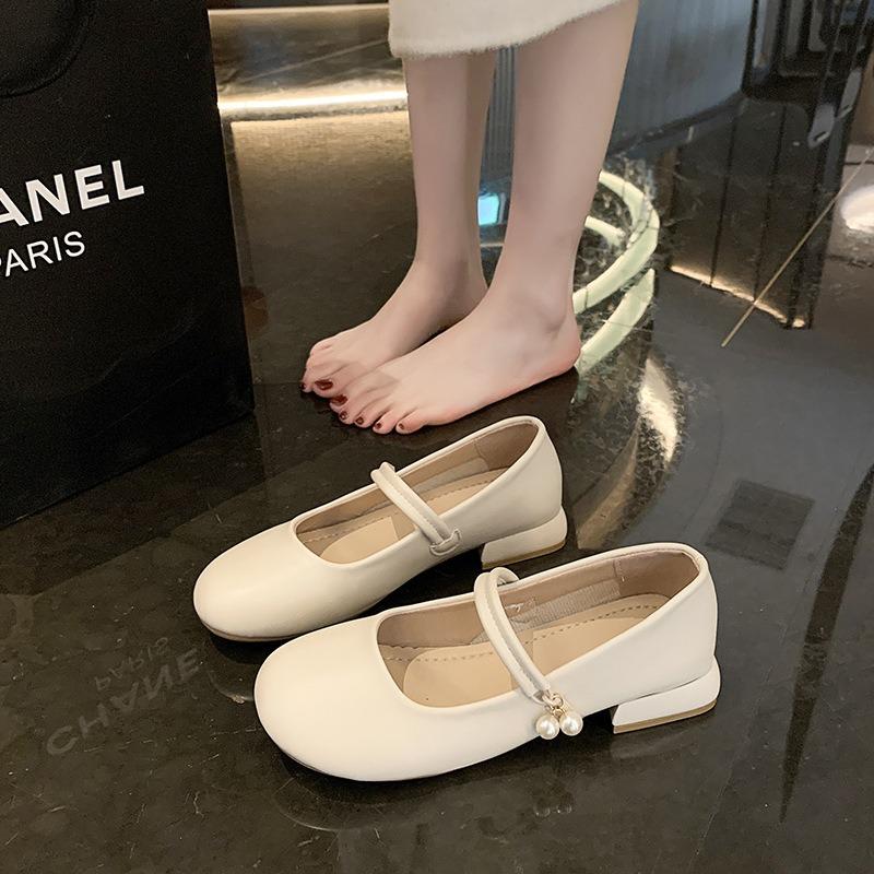 Little Mary Jane Single Shoes Women's Low-heeled Women's Shoes Spring New Shallow Mouth with Skirt Small Leather Shoes Women