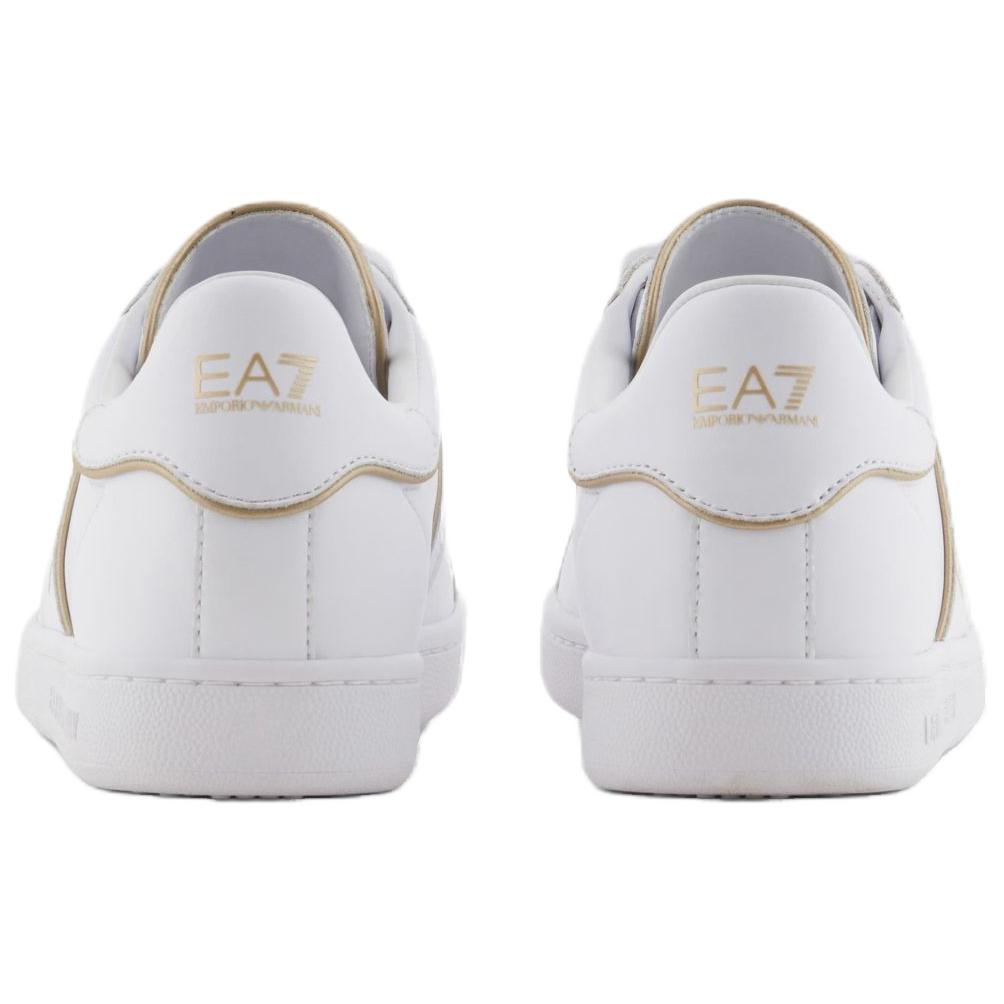 Emporio Armani EA7 Leather Color-Blocked Round-Toe Lace-Up Low-Top Sneakers Men Sneakers White X8X102XK346U447