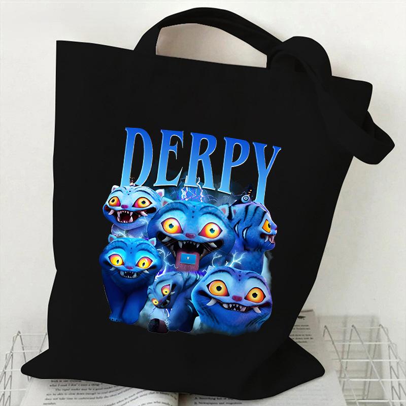 KPOP Dämonenjäger Tigerdruck Canvas Tasche Einzelner Schulterrucksack Student Tragbare Einkaufstasche