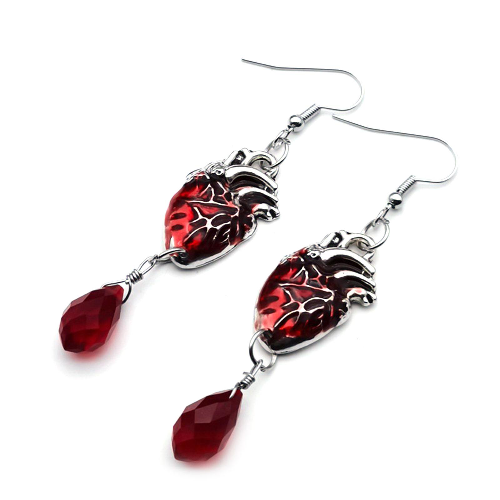 

Bleeding Heart Earrings with Red Blood Drop Witchcraft Gothic for Vampire Ghost Gothic Witchcraft Jewelry Fashion Women 1