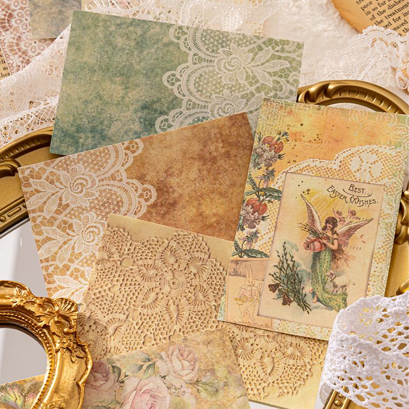 30sheets Lace Material Paper Junk Journal Decor DIY Supplies Scrapbooking Art Collage Aesthetics Stationery Craft Paper