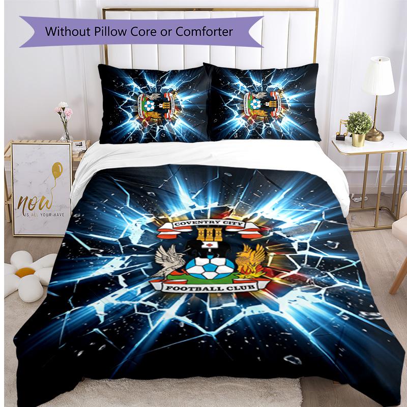 Set Lenzuola Stampato Coventry City Football 3 Pezzi, Comodo Set Copripiumino per Camera da Letto Amico della Pelle