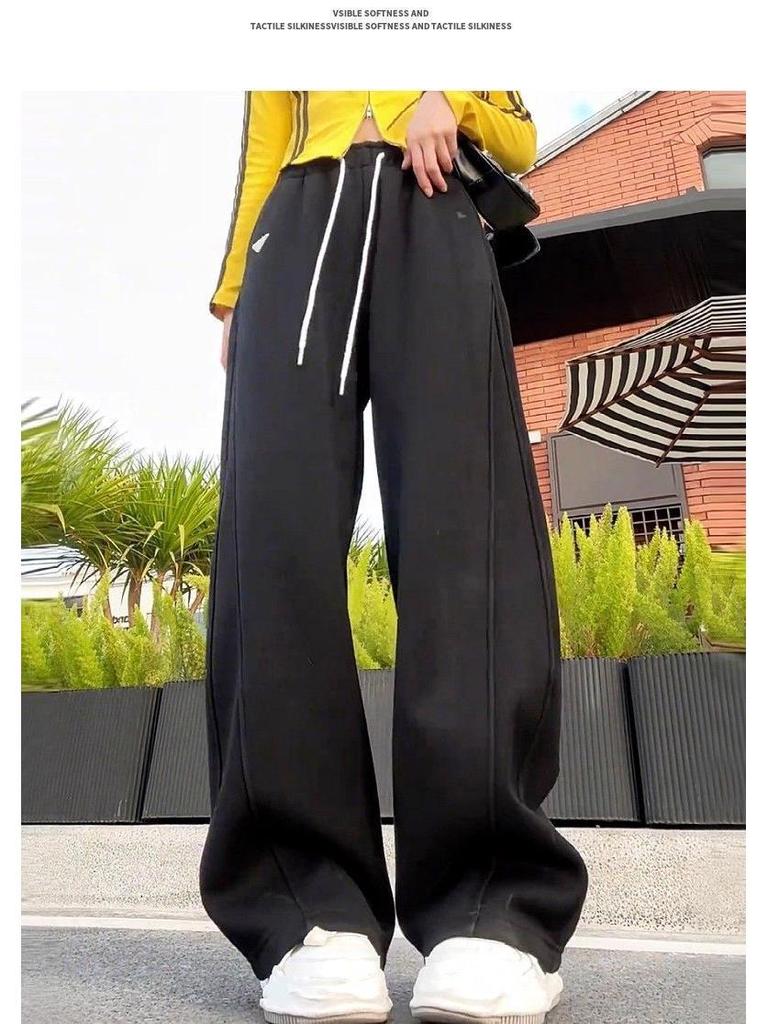Women's 2025 Yellow Slimming Sweatpants - New Fashionable Casual Straight-Leg Wide-Leg Pants for Dance & Sports.