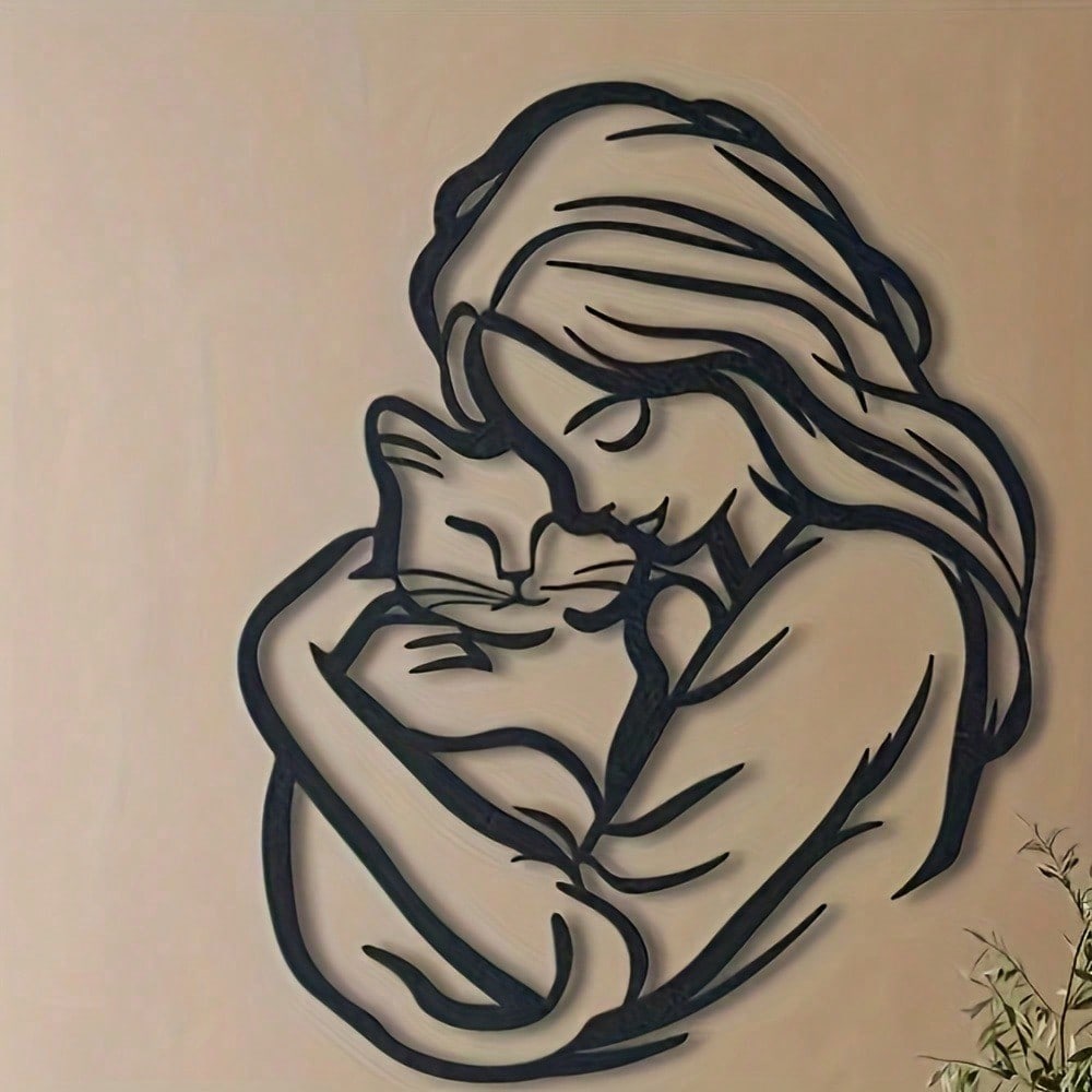 Whimsical Cat Silhouette Metal Wall Art, Iron Feline Decor & Gift for Cat Lovers