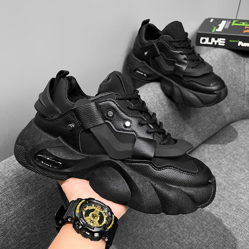 2025 New MEN'S Trendy Comfortable Lace-up Casual Sports Shoes Spring Autumn Campus Style White High Top Chunky Tennis Sneakers
