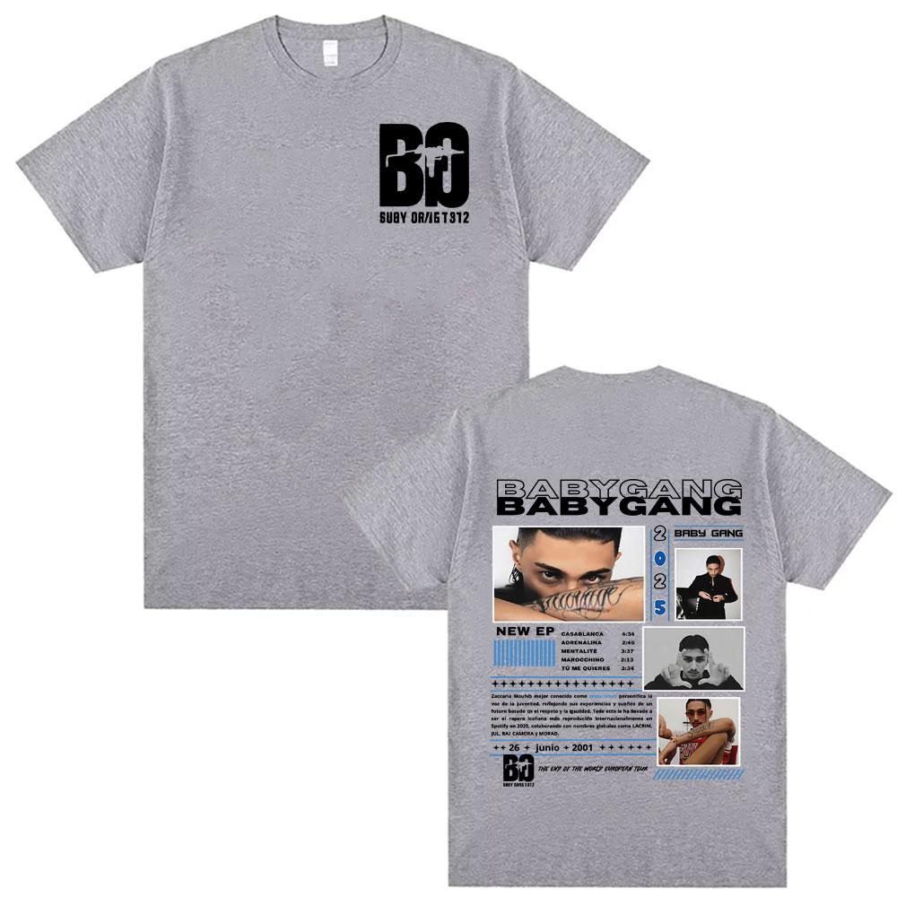 Rap Singer Baby Gang Album Tour 2025 Cover Pattern Tshirt Mens Hiphop Punk Tshirt Gothic Comfortable Oversized Tshirt