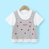 Mengtejiao Girls' Heart Embroidered Short Sleeve T-Shirt